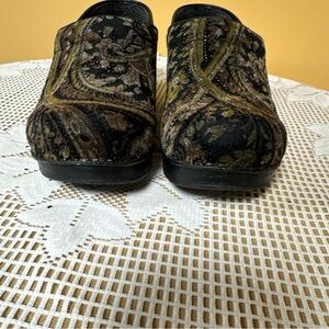 Dansko Black and Brown Patterned Mules